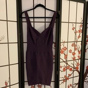 Herve Leger Deep Purple Mini Dress